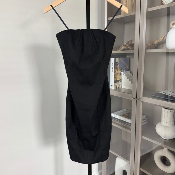 Helmut Lang Cast Jersey Black Strapless Form Fitting Dress P NEW Knee Length - Picture 1 of 6
